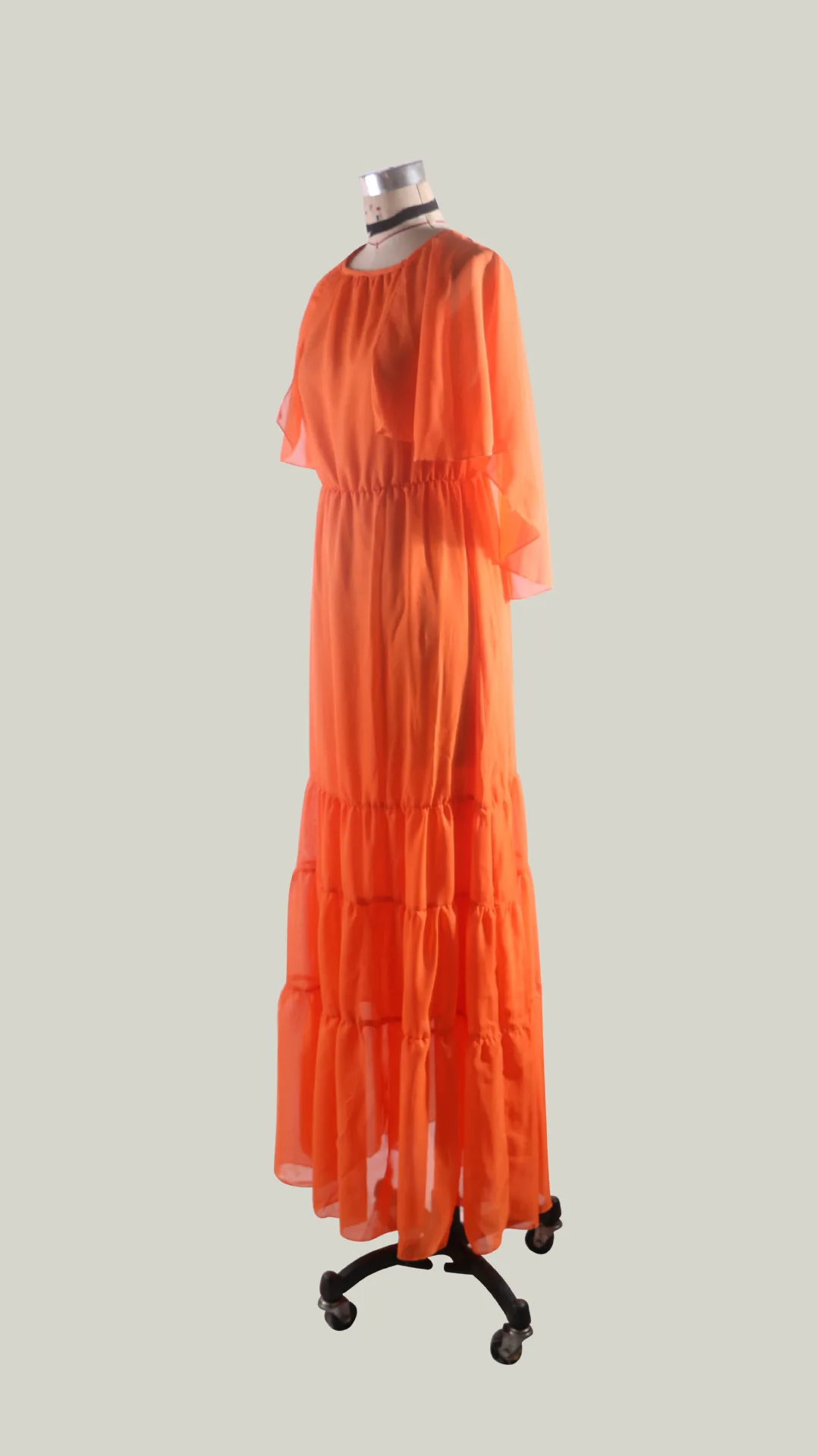 Модное однотонное летнее богемное пляжное платье плащ с оборками рукавом женские платья макси вечернее Ночное платье оранжевого цвета