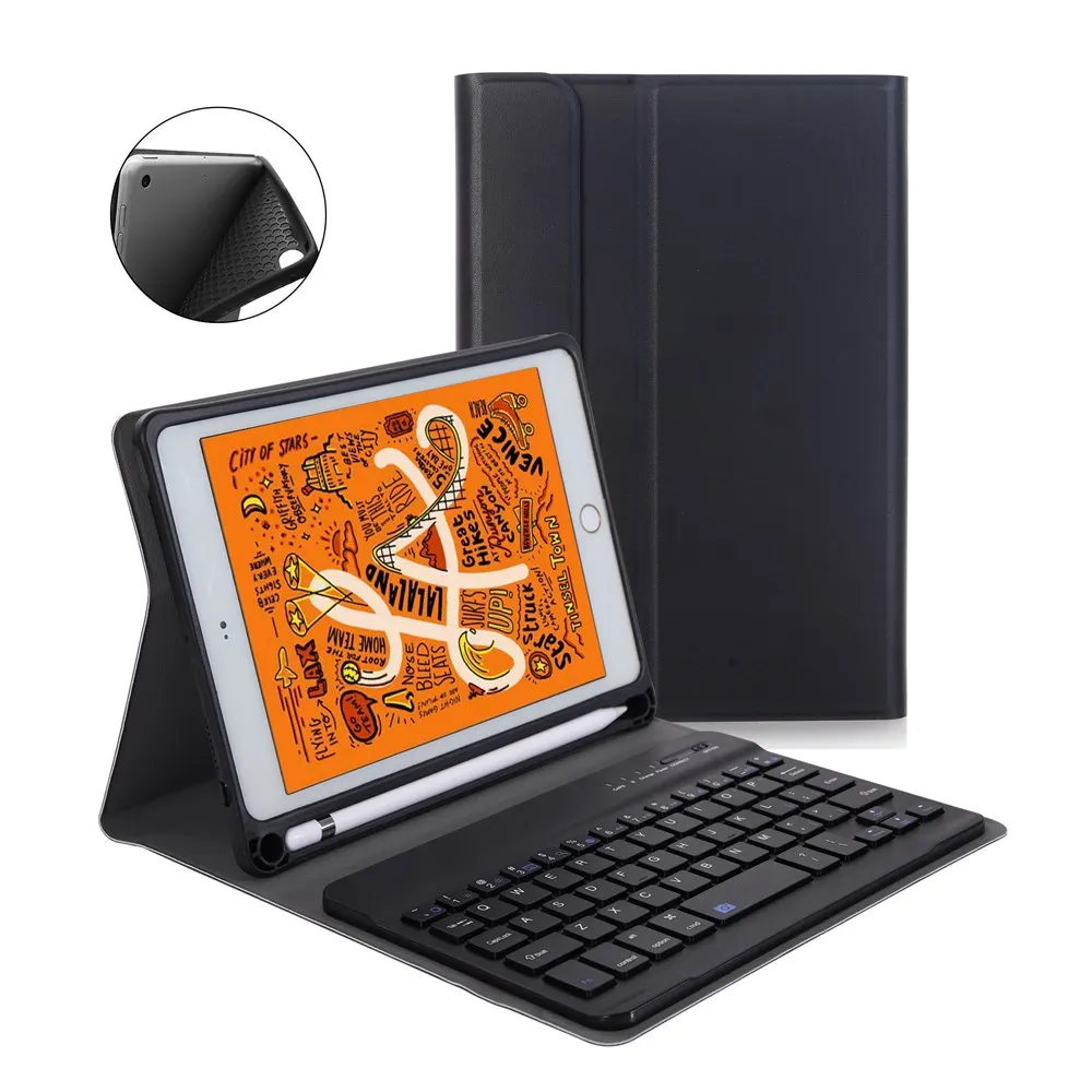 para Novo Ipad Capa de Couro do Plutônio com Apple Titular + Destacável Teclado sem Fio Mini Fino Inteligente Folio Suporte Lápis Bluetooth 5