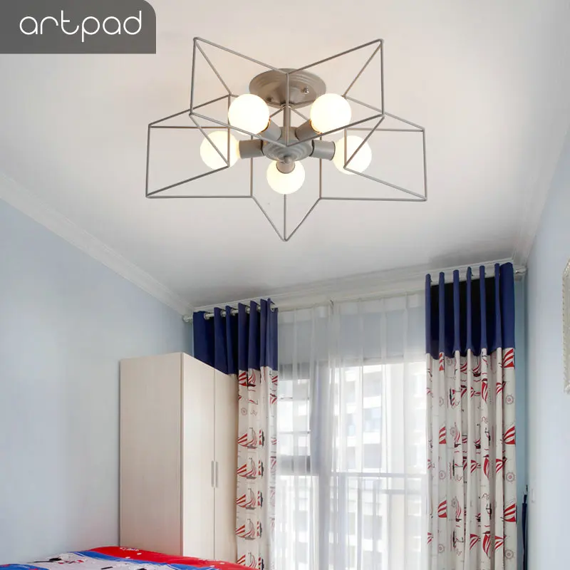 Artpad Современная звезда потолочные светильники для детской комнаты гостиной спальни освещение E27 светодиодный потолочный светильник для кухни розовый черный белый золотой