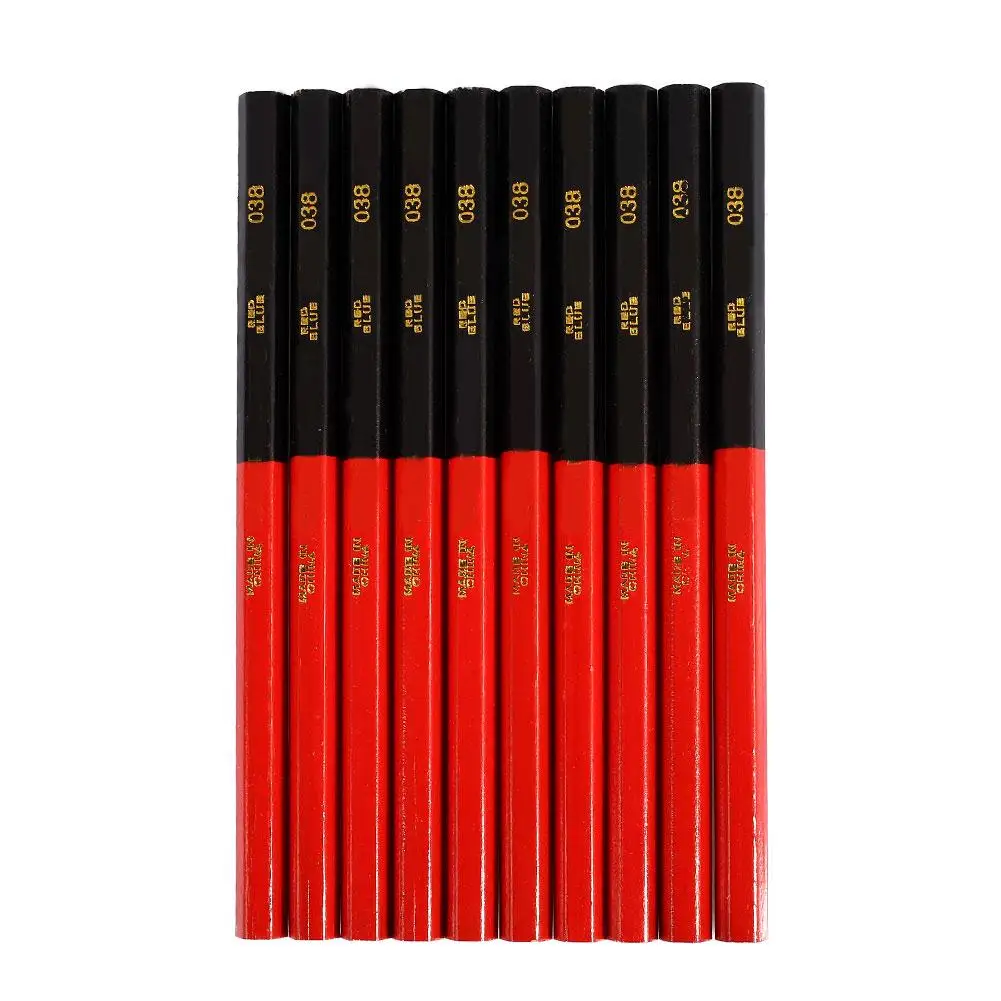 Деревообработка карандаш гексагональной Красного и черного цветов липы два Цветные карандаши Дерево карандаш DIY двойной Craft столяров