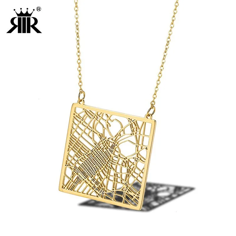 

RIR US Map Jewelry American California Los Angeles Map Pendant Necklace Your Hometown CA State Outline Necklace