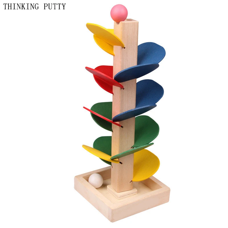 Baby Kids Wooden Tree Building Blocks Toys Montessori Marble Ball Run Track GameToys Intelligence Educational For Children Gift baby-building-blocks-wooden