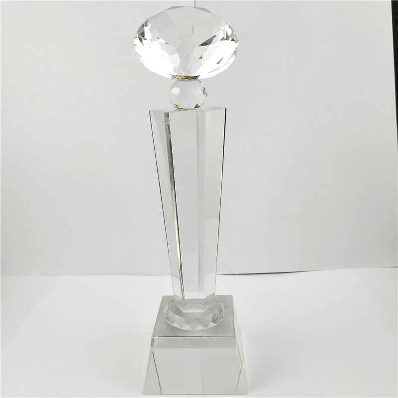 

Free Shipping 22cm Height Blank Clear diamond shape Crystal Trophy For Business