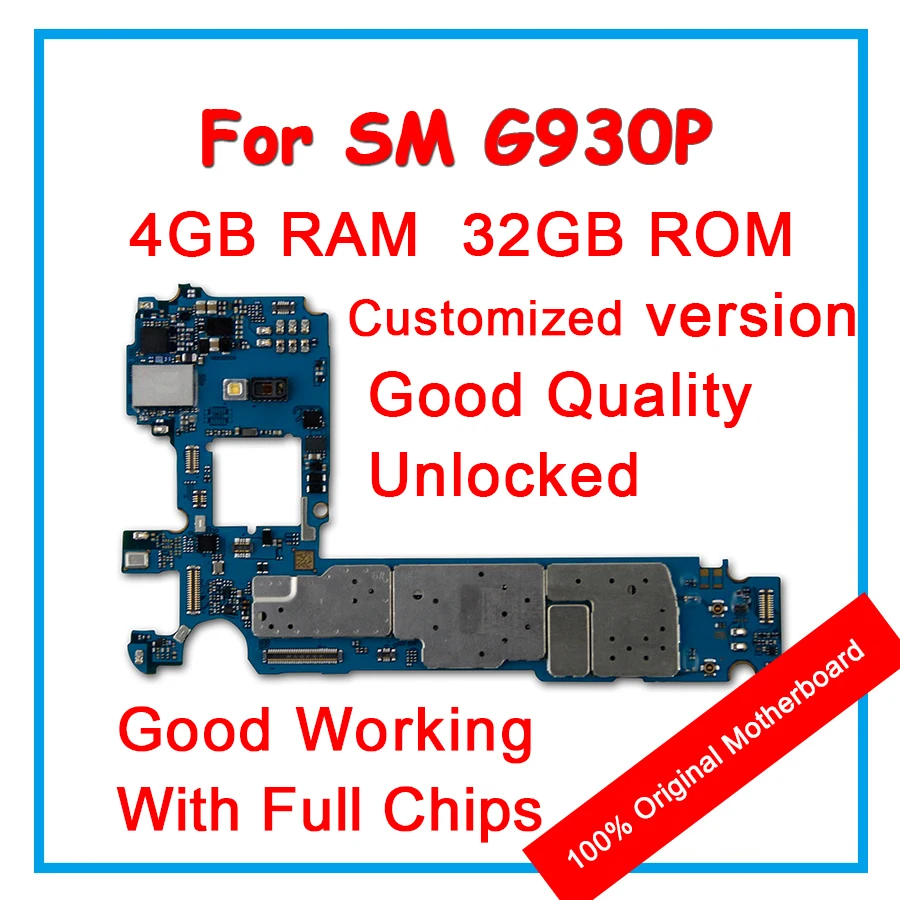 

100% Original Unlocked Motherboard ForSamsung Galaxy S7 Edge G930P 32GB Mainboard Android OS Logic Board With Full Chips Replace