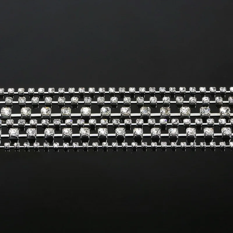 10 Yards SS6-18 Rhinestone Chains Copper Claw Transparent/White AB Glass Rhinestone DIY Jewelry Craft Apparel Sew On Accessoires