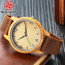 SIHAIXIN бамбуковые деревянные часы Мужские лучший бренд класса люкс для мужчин и женщин кожаный ремешок Relogio Masculino дропшиппинг деревянные часы