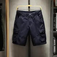 Для Мужчин's пуговицы Пляжные шорты инструмент Мульти-карман короткие штаны Повседневное однотонные Цвет Классический прямой крой брюк и свободные джинсы с аппликацией в виде Шорты