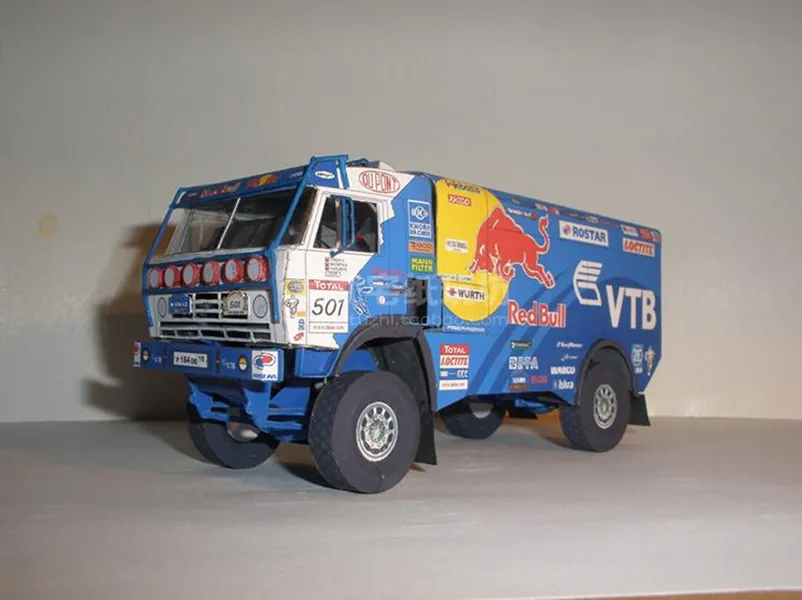 1:32 Scale Russian 4326-9 Kamaz truck Dakar rally coating 3D Paper model kit