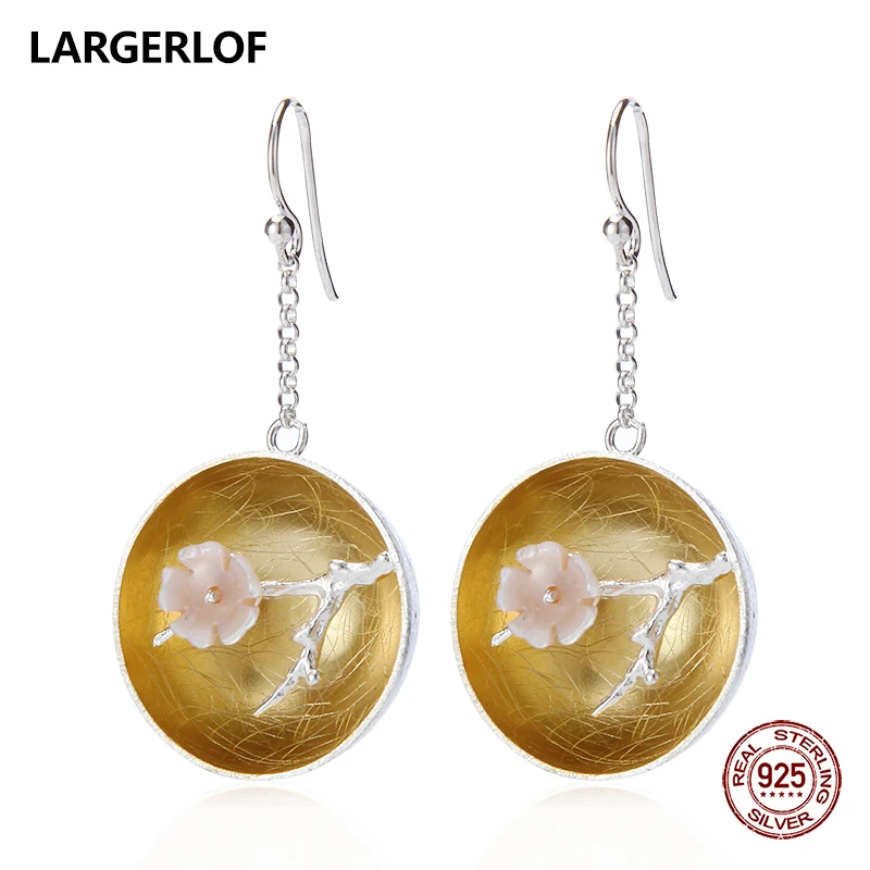

LARGERLOF 925 Sterling Silver Drop Earrings Classical Fine Jewelry Hanging Earrings ED41044