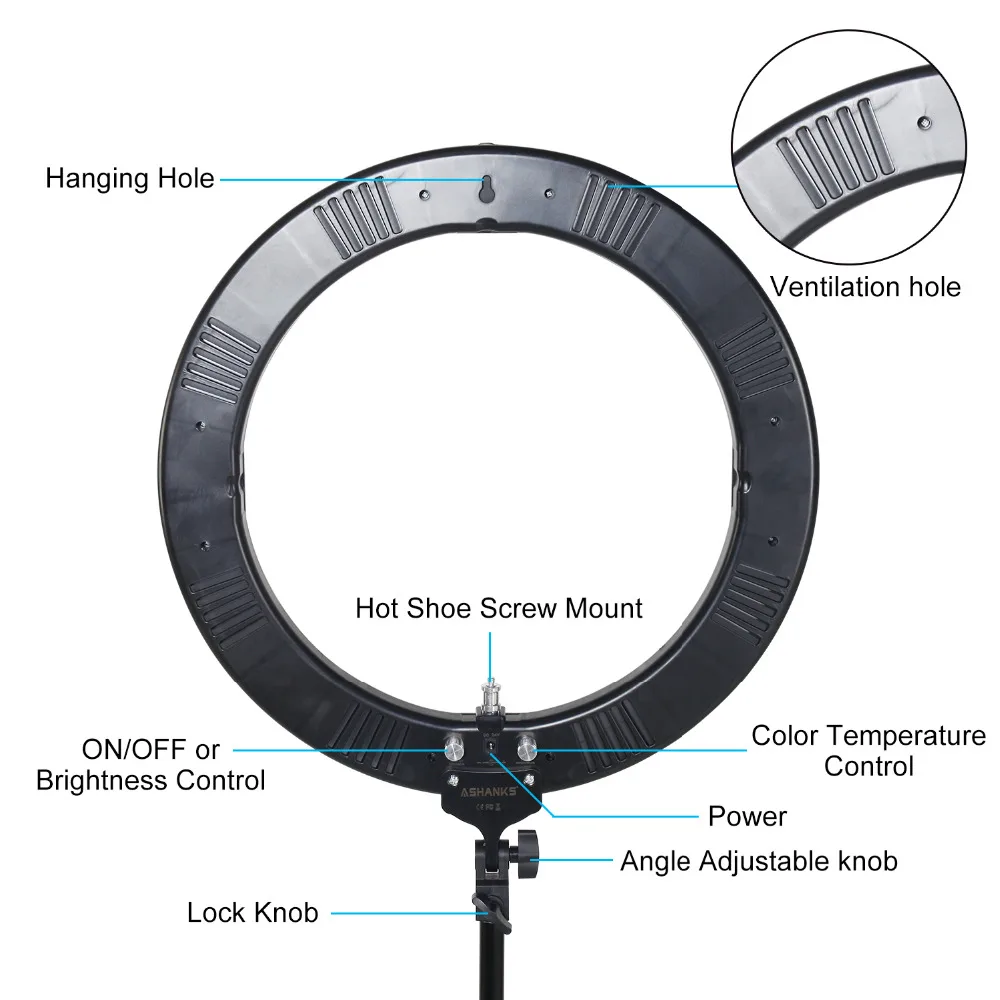 ASHANKS RL-18 Dimmable photography ring light with carry bag 448pcs led beads 55w ringlight lamp fo - 32822947868