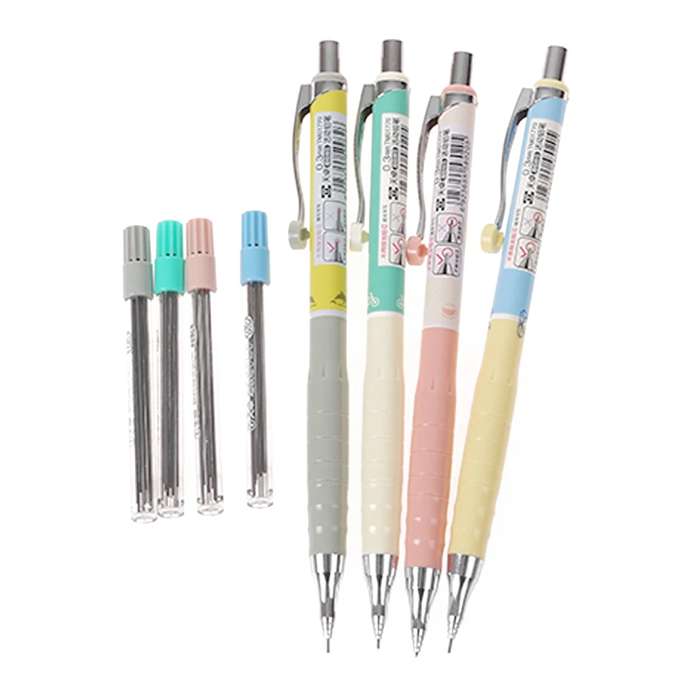 1set 0.3mm Cute Mechanical Pencil and Refills Set Simple Automatic