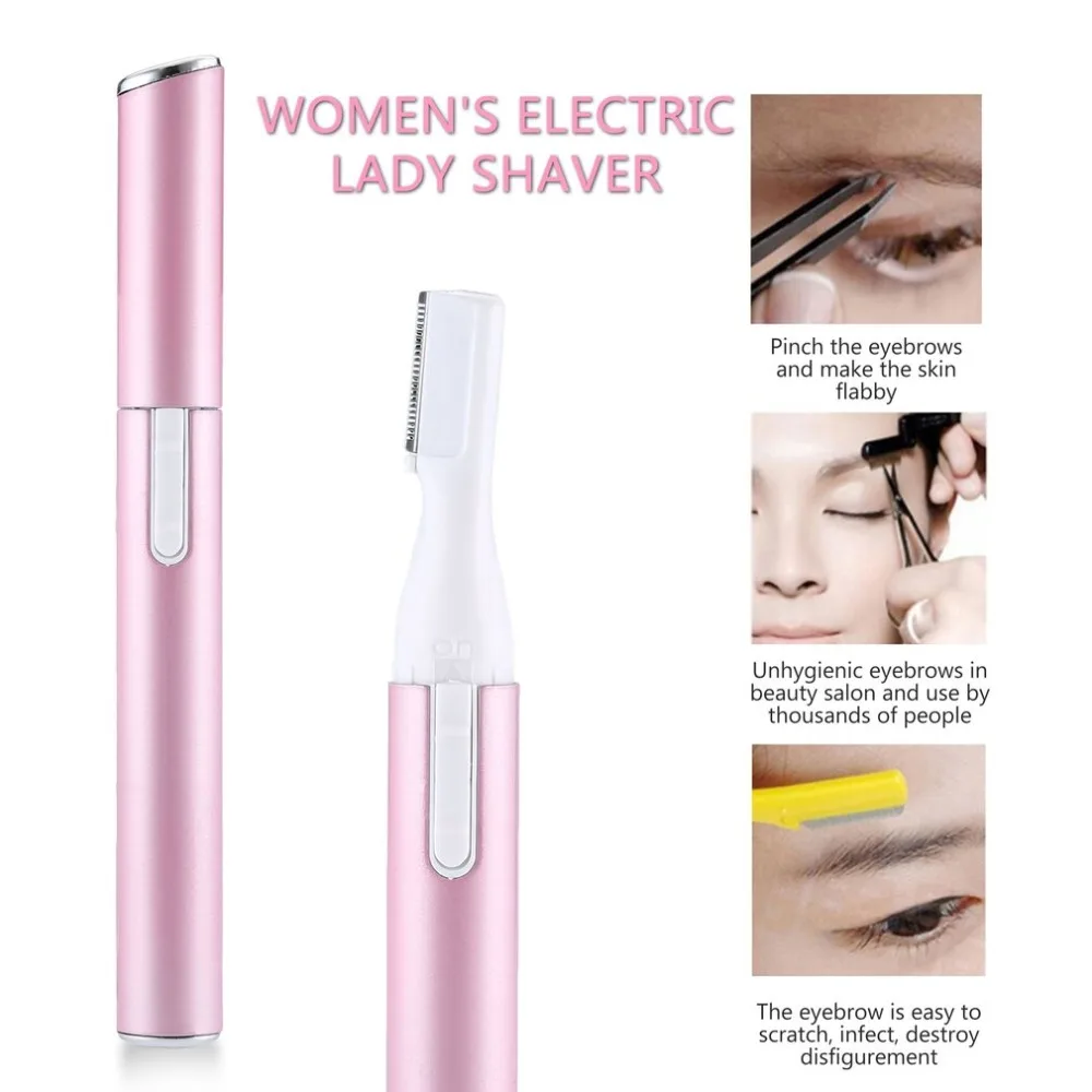 

Women's Electric Lady Shaver Portable Pink Stainless Steel Grooming Shaver Razor For Legs Eyebrow Shaper Trimmer Hair Remover