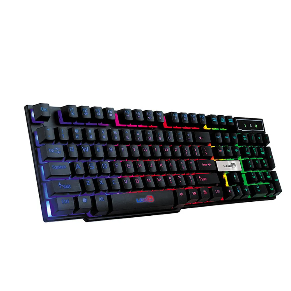 104 клавиш водонепроницаемый эффект подсветки красочный трещины светодиодный с подсветкой USB проводной ПК Радуга игровая клавиатура# T3 - Цвет: Черный