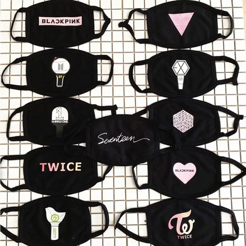 

Women Girl Unisex Cotton Half Face Mouth Mask Kpop Blackpink Twice Cute Cartoon Animal Letters Printed Dustproof Muffle Resp