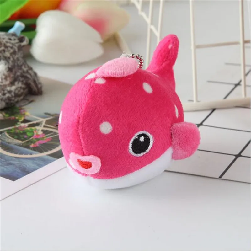 

1Pcs New 10CM Lovely Stuffed Plush Toys Dotted Dolphin Bag Pendants Keychain Plush Toy Kid's Gifts PP Cotton HANDANWEIRAN