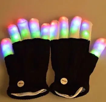 

Club Rave Flashing Finger LED Colorful Gloves Halloween Christmas Easter Horror Skull Glow luminous Gloves Light Show Light Up