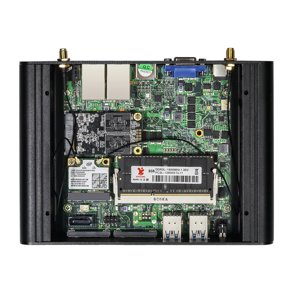 XCY мини-ПК Dual LAN Core i7 5500U i5 5200U i3 5005U HD graphics 5500 Windows 10 Wifi Hdmi 2 * COM HTPC TV корпус мини-компьютер
