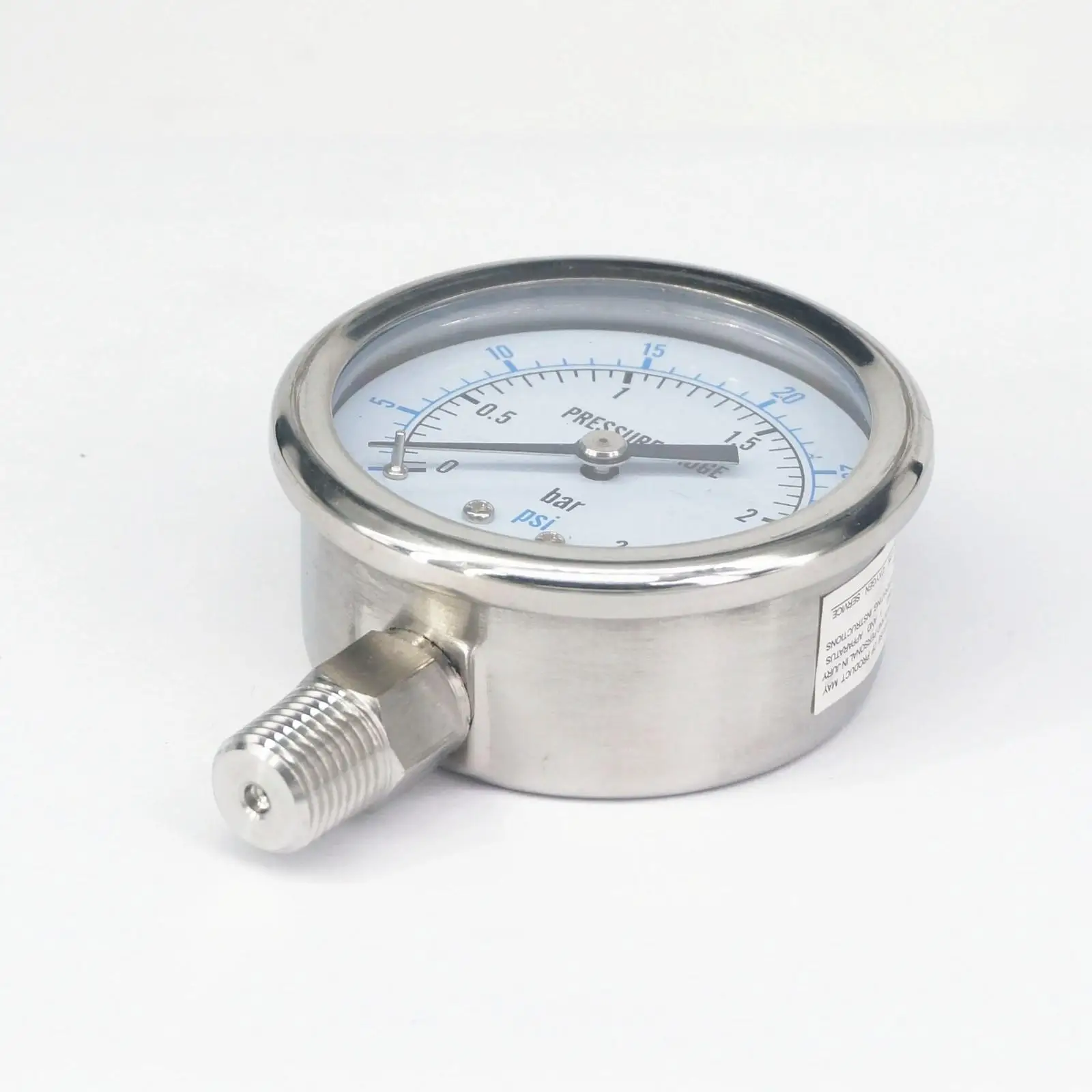 Пневматический датчик давления 0 2 5 бар 1/8 &quotNPT Male 60 мм нержавеющая сталь 304 PSI N2