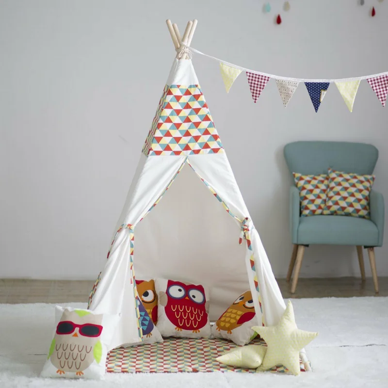 

Triangles Patchwork Childrens Tipi Wigwam Tent