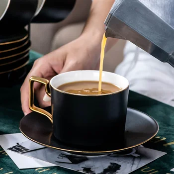

Simple Scrub Black Coffee Cup Mug Set English Afternoon Tea Cup Home Cafe Gifts Preferred