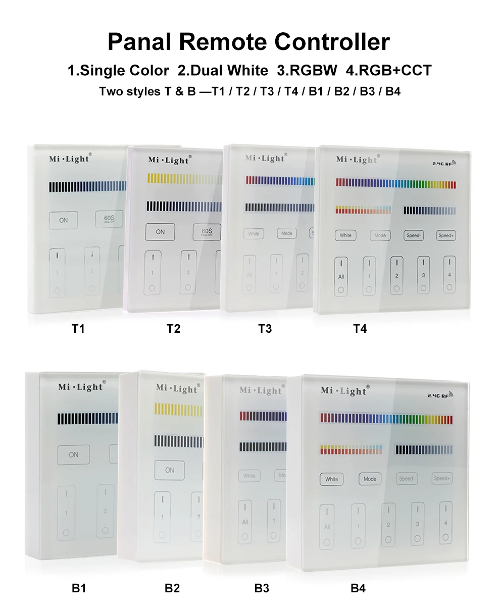 Milight T1/T2/T3/T4/B0/B1/B2/B3/B4/B8 яркость/CT/RGB/RGBW/RGB+ CCT 2,4G беспроводной светодиодный умный пульт дистанционного управления регулятор линейного светильника