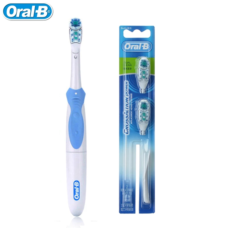 

Oral B Power Electric Toothbrush for Adults use AA Battery Cross Action Teeth Whitening Teeth Brush+ 2 Replaceable Heads