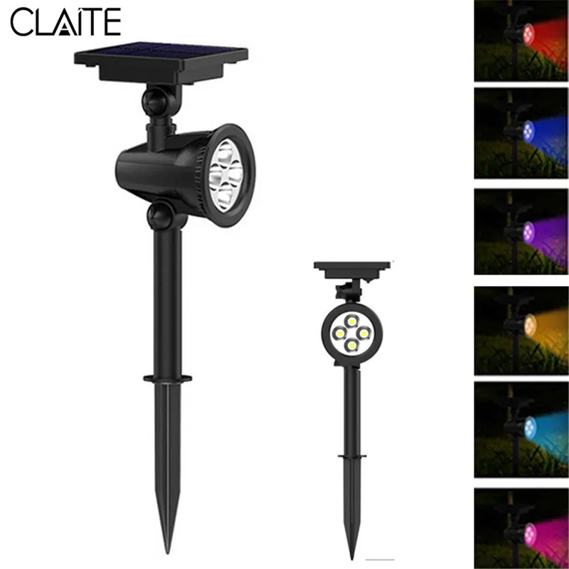 

CLAITE LED Solar Powered Lawn Lamp Remote Control 8 Color Changing LED Spot Light Waterproof Outdooor Garden Lawn Landscape Lamp