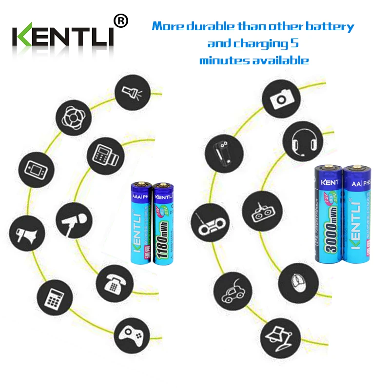 KENTLI 8 шт. 1 5 В aa aaa аккумуляторы литий ионный Литий полимерный аккумулятор + 4 слота