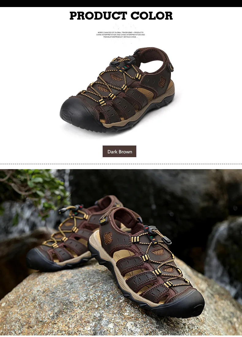 Clorts/мужские походные сандалии из натуральной кожи; спортивные кроссовки; Легкие уличные сандалии; дышащие летние пляжные сандалии для мужчин