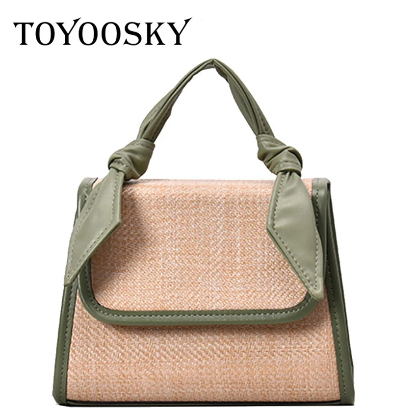 

TOYOOSKY Brand Straw Bags for Women Beach Bag Simple Crossbody Handbag Lady Japan Style Handmade Knit Fashion Shoulder Bag
