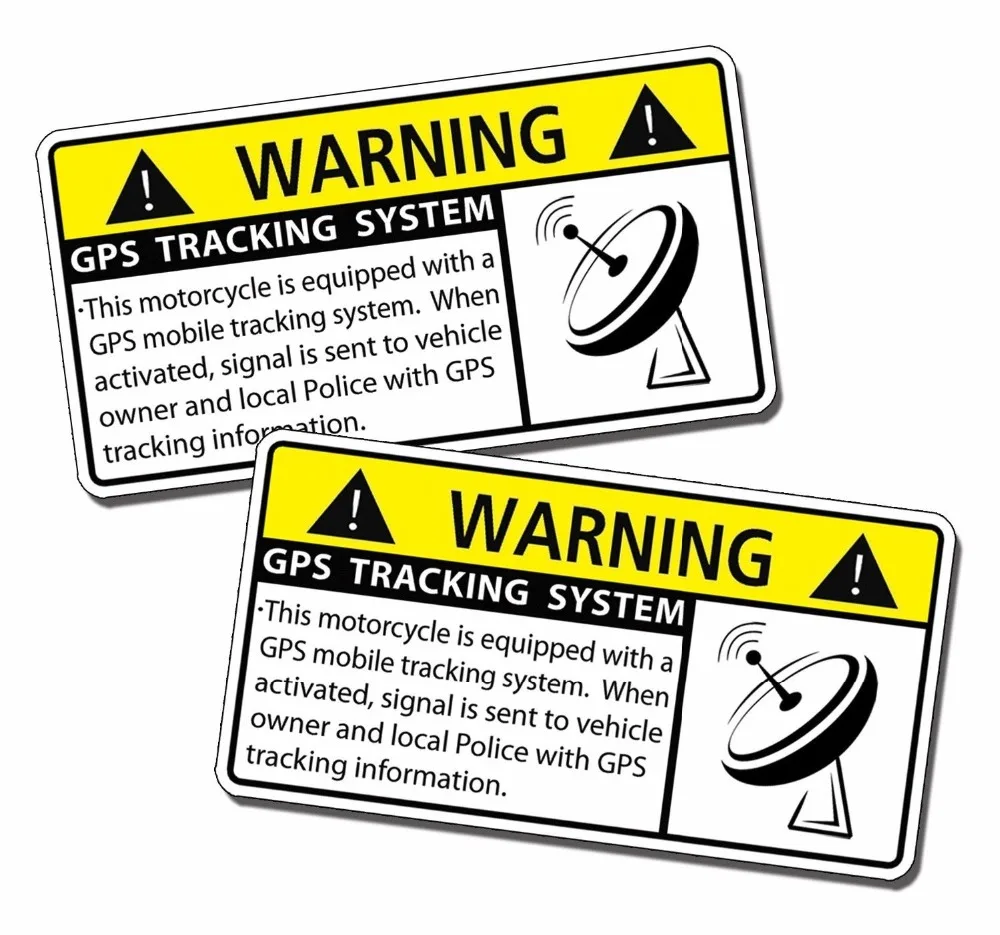 XP0005 GPS MOTORCYCLE Security Tracking Warning Safety Sticker Decal HD Motor Cycle OEM   2.25 tall by 4 wide.
