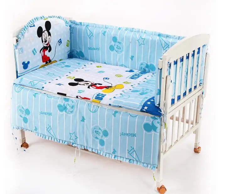 

Promotion! 6PCS Cartoon Crib Bedding Sets,100% Cotton Baby Bedding Set,Crib Sheet Bumpers (bumper+sheet+pillow cover)