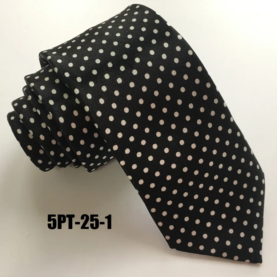5cm Fashion Narrow Ties Black Tie with Dots Bussiness Neckties