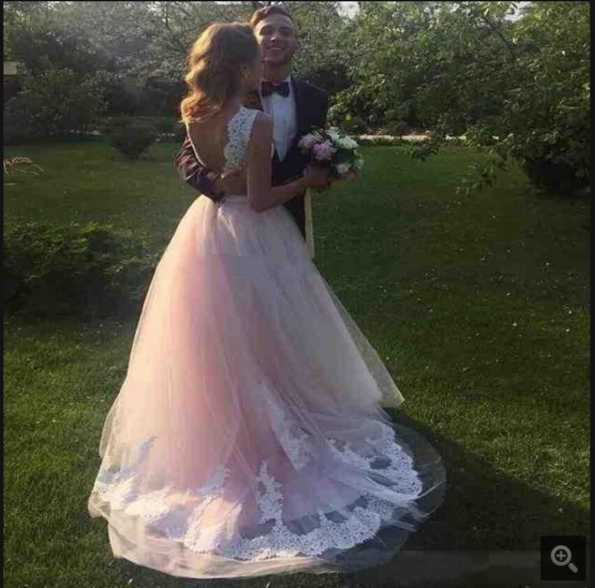 Румяный розовый кружевной круглый вырез Выпускные платья 2019 Robe De Mariage аппликации сексуальное кружевное недорогое платье для выпускного Robe