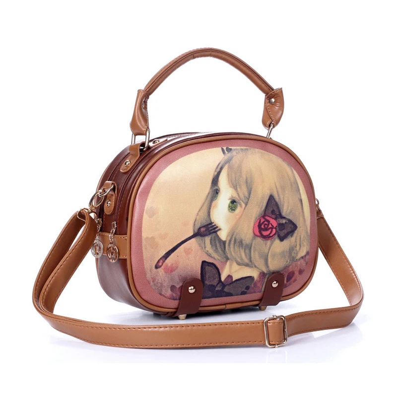 Handtasche 50 Niedlichen Vintage Mode los Mädchen Bags Frauen Schulter Teile Messenger Pu Druck Leahter 0x60wAq
