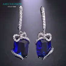 Mechosen lujo royal blue rhinestone brillante pendientes de piedras zirconia aretes kawaii bowknot max brincos oro plateado mujeres bijoux