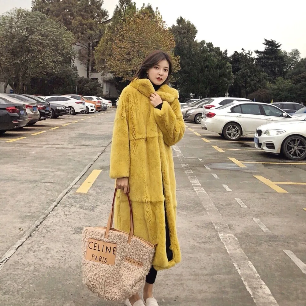 Or Soft Npi 90122d Fourrure De Naturel Mode Conception Touch Lapin Femmes Veste Lâche Rex Ciel pu Hiver Réel Chaude D'hiver Manteau Épaisse TAUHnqOH