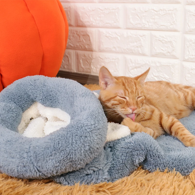 Мягкий теплый зимний спальный мешок для кошки домик животное щенок пещера коврик для сна Гнездо Кошка поставки мягкий дом