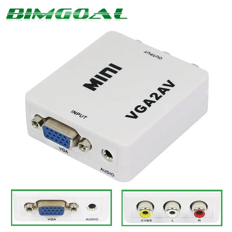 

1080P Mini VGA to AV RCA Converter with 3.5mm Audio VGA2AV/CVBS+Audio Convertor for HDTV PC