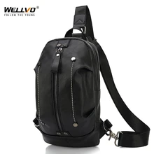 Повседневная дорожная нагрудная сумка-мессенджер из искусственной кожи, мужская сумка через плечо, Мужская многофункциональная маленькая черная сумка XA113WC