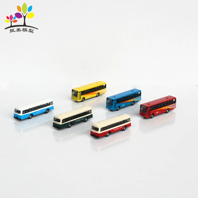 

6 Pieces/lot 1:150 Scale Bus Model Alloy Frame Cool Styling Vehicle Model Car for Kids Intelligence Development Toy Vehicles