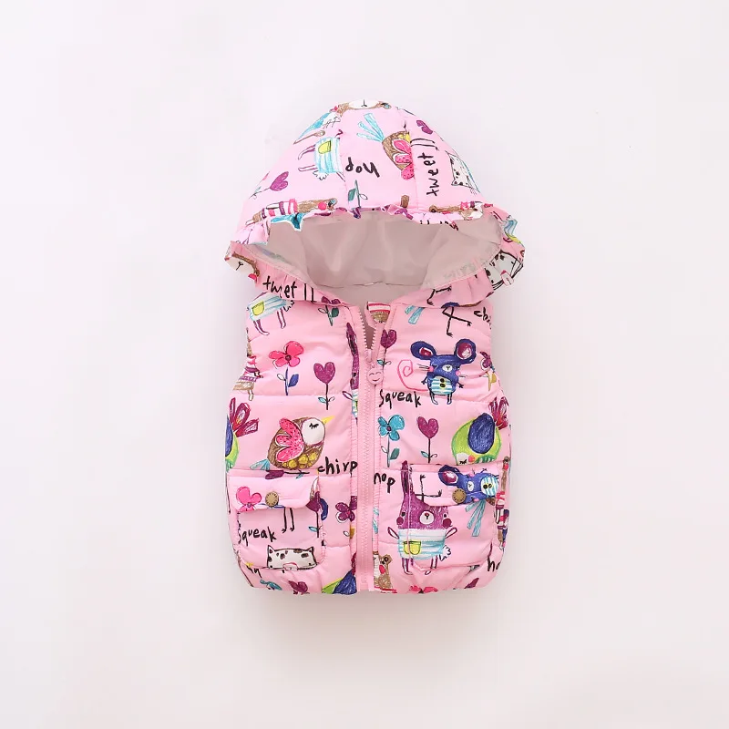 Toddler girls winter warm outerwear newborn baby plus cotton hooded thick waistcoat for girls infant winter warm clothes coats