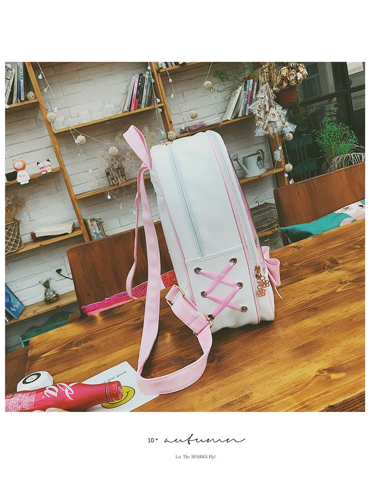 Милые прозрачные Dazzle лук Backpack ITA сумка Harajuku Школьные ранцы для подростков Обувь для девочек рюкзак Дети каваи рюкзак itabag