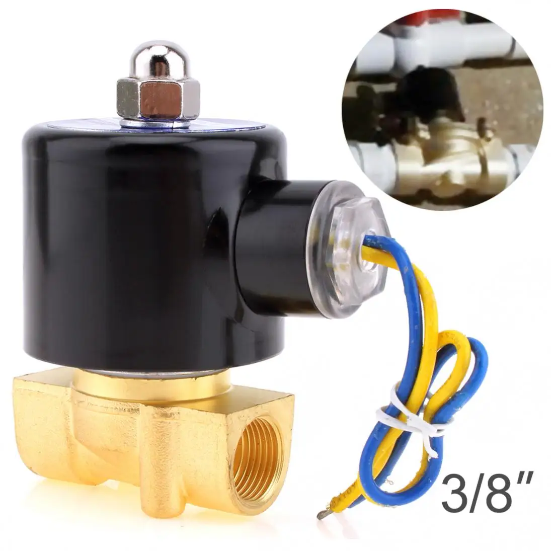 Buy Solenoid Valve DC 12V 3/8" NPT N/C Brass Normally