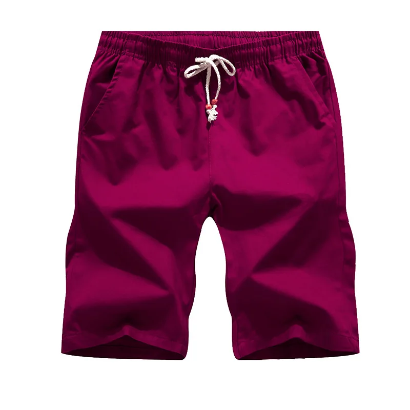 Мужские однотонные пляжные шорты летние спортивные брюки пляжные брюки 85% хлопок удобные и дышащие Молодежные плавки - Цвет: Красный