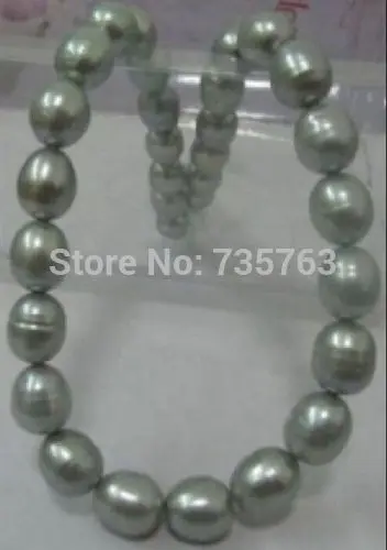 

HOT 0015502 Beautiful 10-13mm gray baroque natural pearl necklace