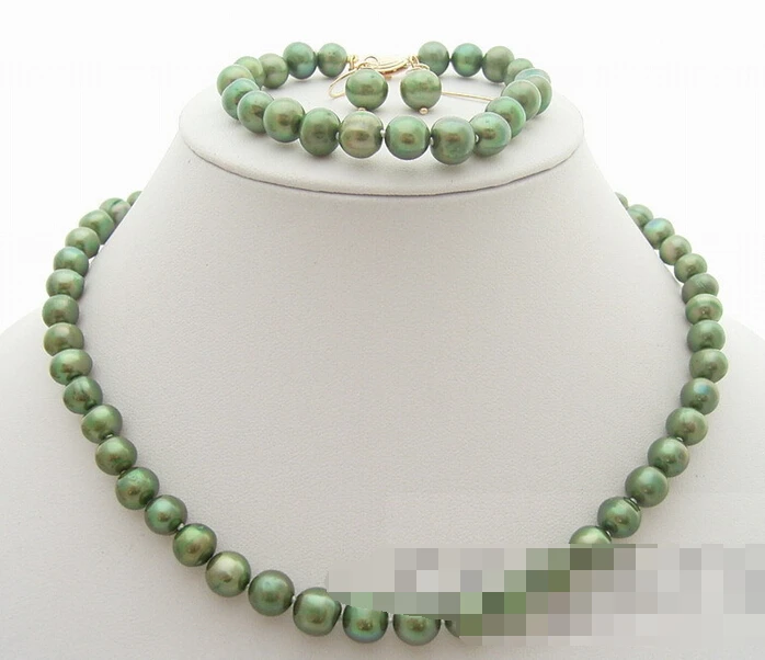 

Fast shipping + 12617 Green Pearl Necklace&Bracelet&Earring Set hot