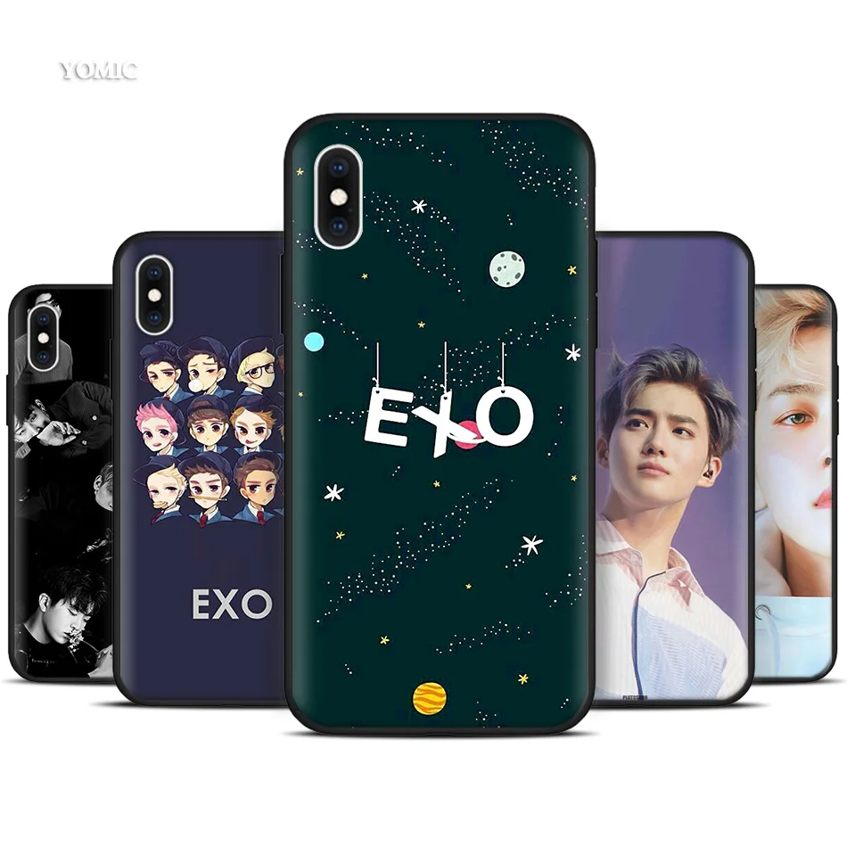 

Silicone Black Case for iPhone XR X XS MAX 7 8 6 6S Plus 5 5S SE 7Plus 8Plus Mobile Phone EXO THE EVE