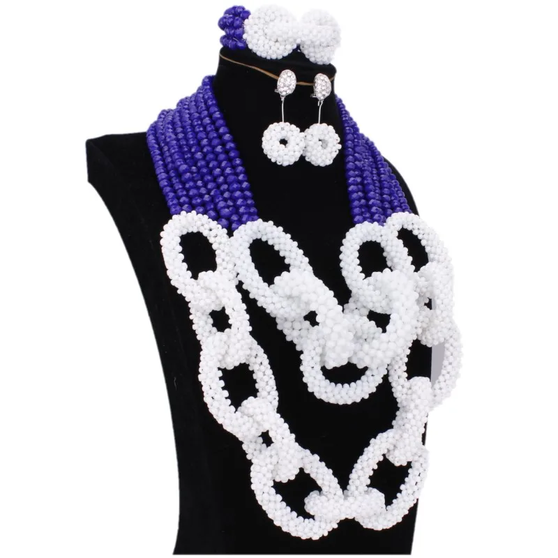 Серебряные синие африканские бусы Dudo, наборы ювелирных изделий, наборы свадебных ювелирных изделий и больше нигерийских свадебных бусин, Африканское ожерелье для женщин