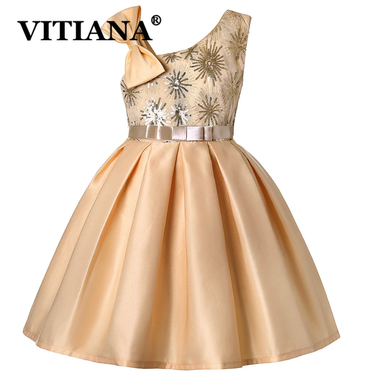 

Girls Birthday Cute Pleated Dresses Children Summer 2019 Squire Sleeveless Flower Bow Princess Dress Baby Party Costume 3-8 Year